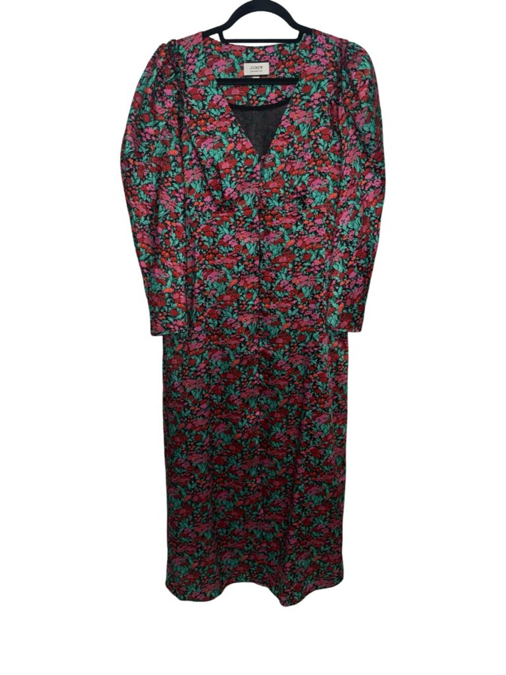 Drapey puff-sleeve dress in Ratti Red blooms Sz 6